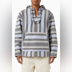 Saturdays NYC Rocco Pullover Cotton Poncho Blue Stripe